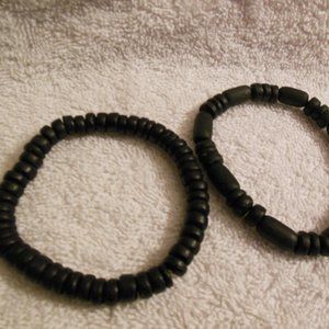 Set of 3 wooden bead stretch bracelets